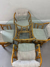 Vintage Rattan Game Table and 4 Rolling Chairsg Set