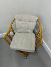 Vintage Rattan Game Table and 4 Rolling Chairsg Set