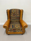 Southwest Tapestry and Leather Accent Chair