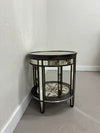 Wood and Panel Mirrored Accent Table