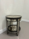 Wood and Panel Mirrored Accent Table