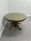 Round Oak Dining Table with Glass Top