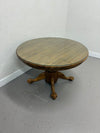Round Oak Dining Table with Glass Top