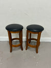 Set of 2 Leather Bar Stools