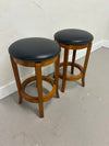 Set of 2 Leather Bar Stools