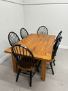 Pine Wood Dining Set with 6 Chairs