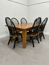 Pine Wood Dining Set with 6 Chairs