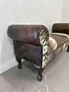 Custom Cowhide Roll Arm Bench